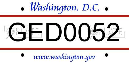 GED0052 District Of Columbia License Plate