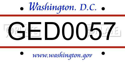 GED0057 District Of Columbia License Plate