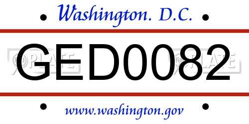 GED0082 District Of Columbia License Plate