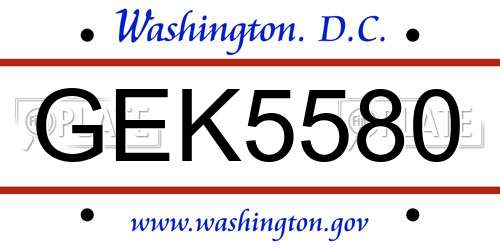 GEK5580 District Of Columbia License Plate