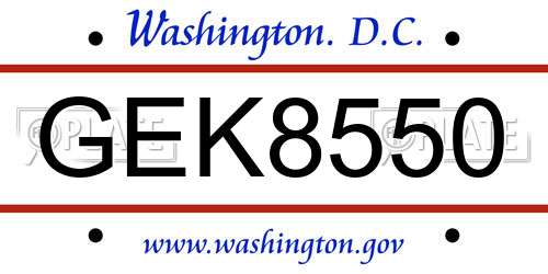 GEK8550 District Of Columbia License Plate