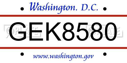 GEK8580 District Of Columbia License Plate