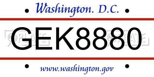 GEK8880 District Of Columbia License Plate