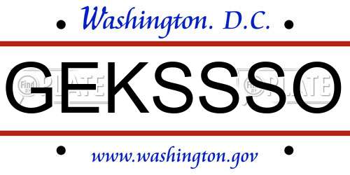 GEKSSSO District Of Columbia License Plate