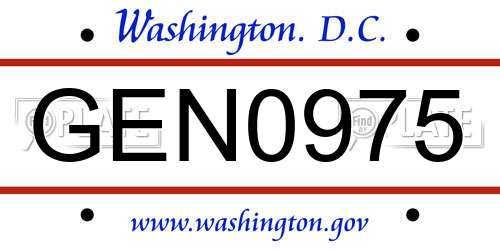 GEN0975 District Of Columbia License Plate