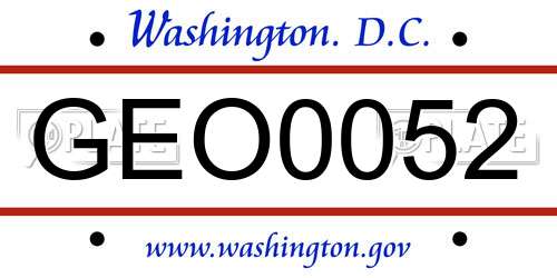 GEO0052 District Of Columbia License Plate