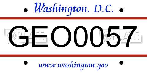GEO0057 District Of Columbia License Plate