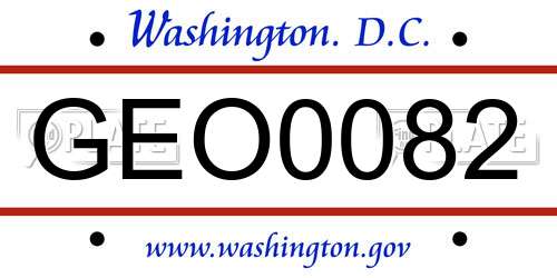 GEO0082 District Of Columbia License Plate