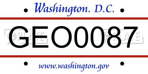 GEO0087 District Of Columbia License Plate