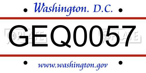 GEQ0057 District Of Columbia License Plate
