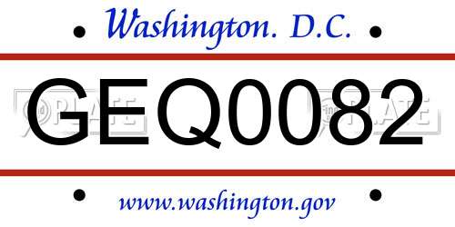 GEQ0082 District Of Columbia License Plate