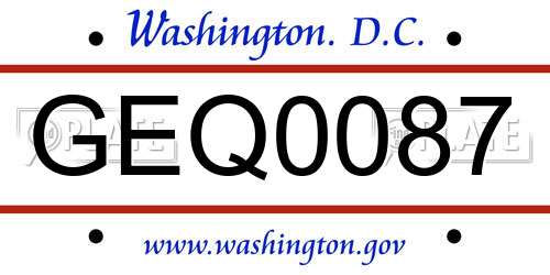 GEQ0087 District Of Columbia License Plate