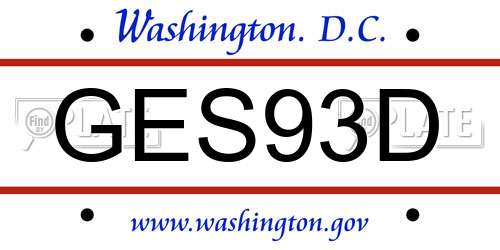 GES93D District Of Columbia License Plate