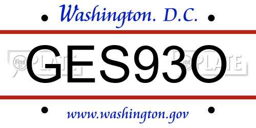 GES93O District Of Columbia License Plate