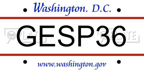 GESP36 District Of Columbia License Plate