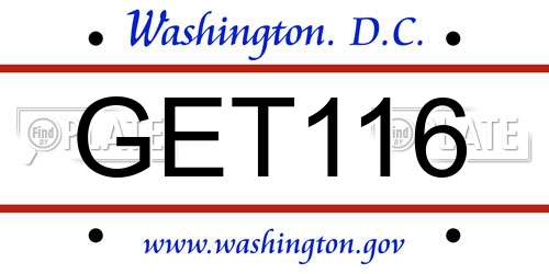 GET116 District Of Columbia License Plate