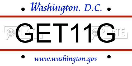 GET11G District Of Columbia License Plate