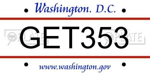 GET353 District Of Columbia License Plate