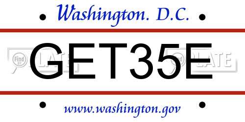 GET35E District Of Columbia License Plate
