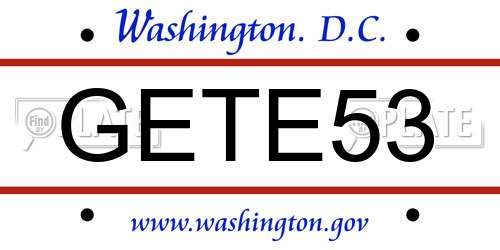 GETE53 District Of Columbia License Plate