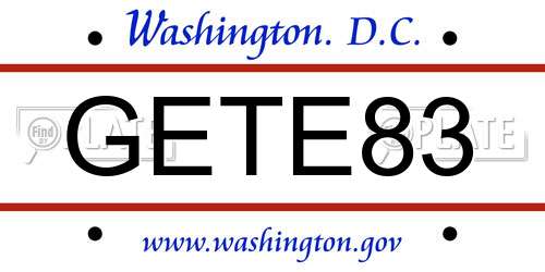 GETE83 District Of Columbia License Plate