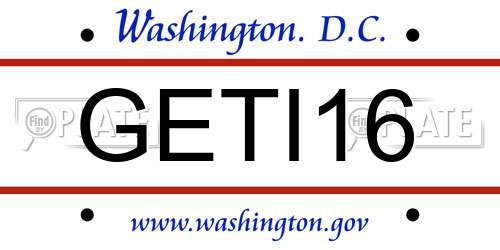 GETI16 District Of Columbia License Plate