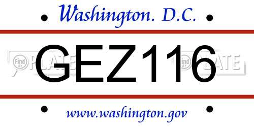 GEZ116 District Of Columbia License Plate