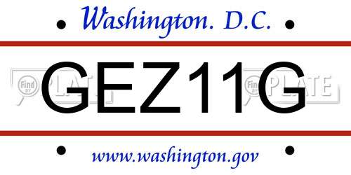 GEZ11G District Of Columbia License Plate
