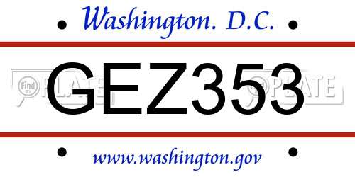 GEZ353 District Of Columbia License Plate