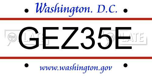GEZ35E District Of Columbia License Plate