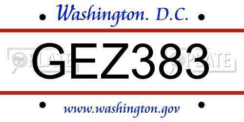 GEZ383 District Of Columbia License Plate
