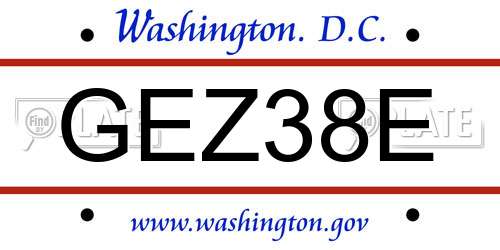 GEZ38E District Of Columbia License Plate
