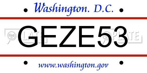 GEZE53 District Of Columbia License Plate