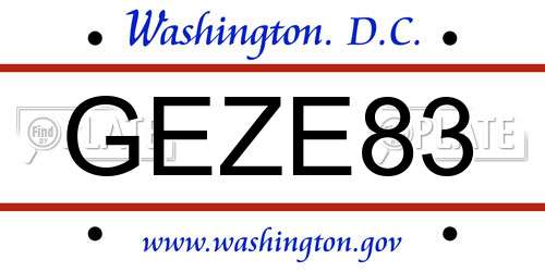 GEZE83 District Of Columbia License Plate