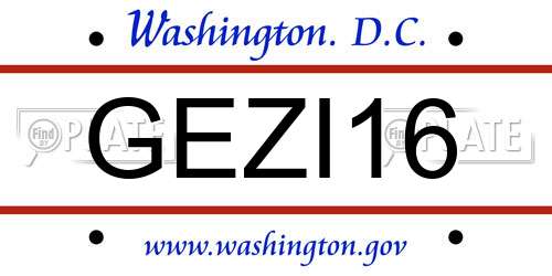 GEZI16 District Of Columbia License Plate
