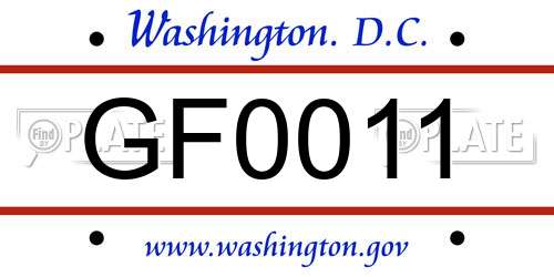 GF0011 District Of Columbia License Plate