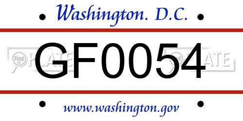 GF0054 District Of Columbia License Plate