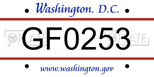 GF0253 District Of Columbia License Plate