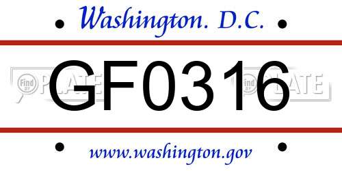 GF0316 District Of Columbia License Plate
