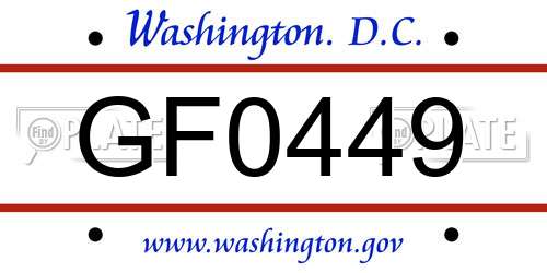 GF0449 District Of Columbia License Plate