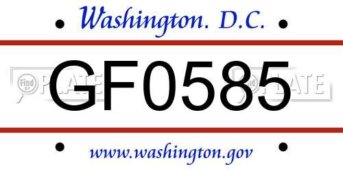 GF0585 District Of Columbia License Plate