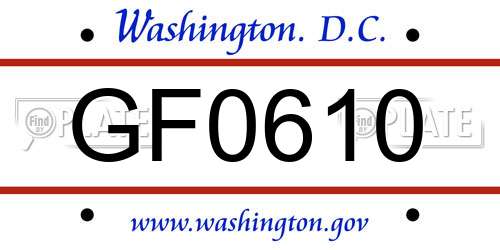 GF0610 District Of Columbia License Plate