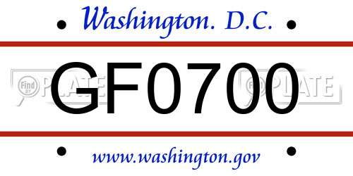 GF0700 District Of Columbia License Plate
