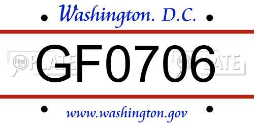 GF0706 District Of Columbia License Plate