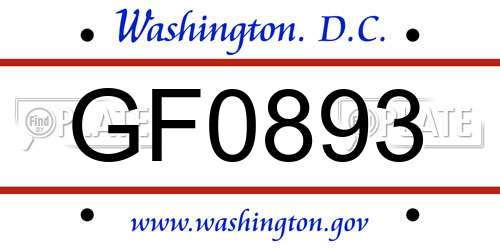 GF0893 District Of Columbia License Plate