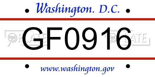 GF0916 District Of Columbia License Plate