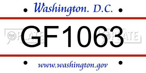 GF1063 District Of Columbia License Plate