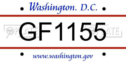 GF1155 District Of Columbia License Plate