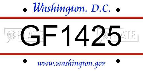 GF1425 District Of Columbia License Plate