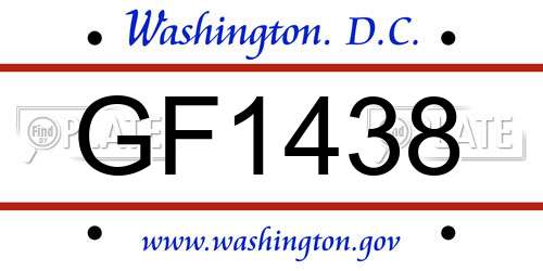 GF1438 District Of Columbia License Plate